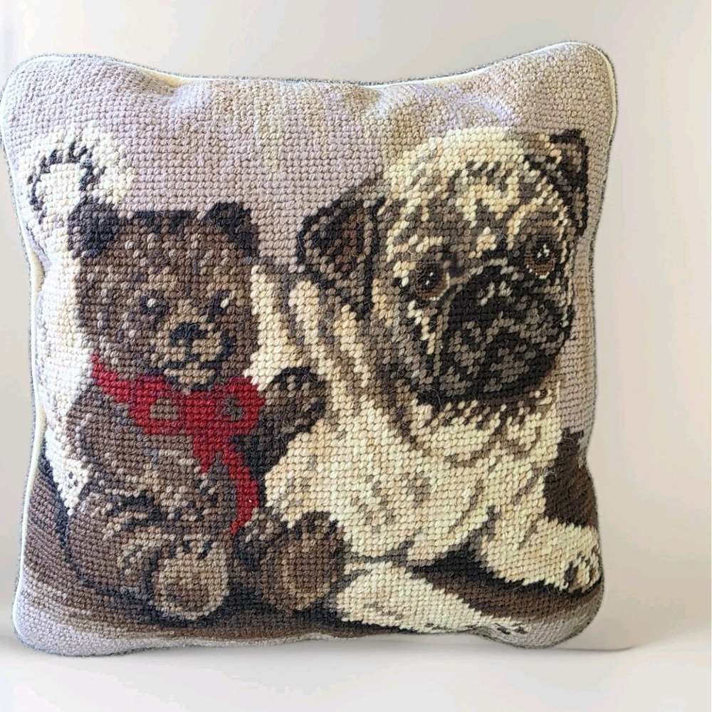 Pug Pillow Tapestry Throw Dog Pet Teddy Bear Animal Home Decor 10" X 10"